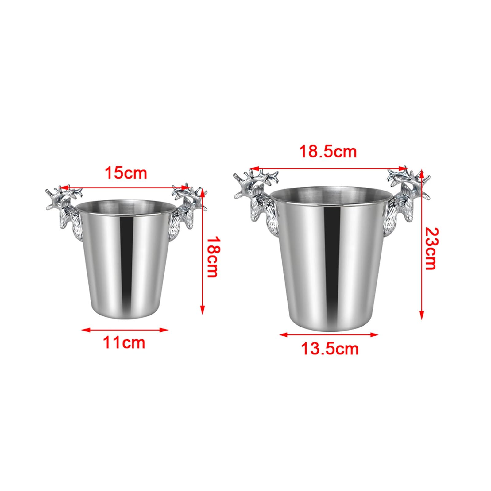 Enfriador de vino aislado de champán del cubo de h Cubos de hielo metal acero inoxidable plateado for fiestas, cubo aislado con asas for cerveza, vino, champán, decoración del hogar, centros mesa