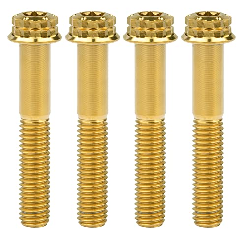 Image of Titanium Flange 12 Point Head M8 x15 20 25 30 35 40 45 50 55 60 65mm Screw Bolt Pack of 4 (M8x45mm, Gold)