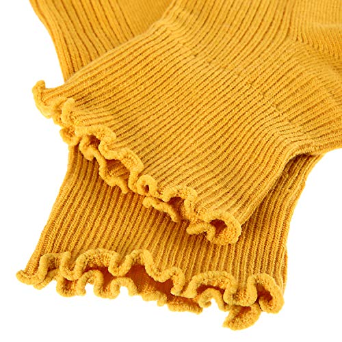 SATINIOR Women's Knit Lace Ruffle Socks Solid Color Casual Socks 6 Pair3