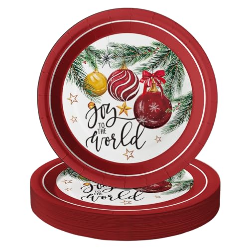 Horaldaily CHRISTMAS-PAPERPLATE 40Pcs Christmas Paper Plates, Christmas Trees Ball Ornaments Plates cover