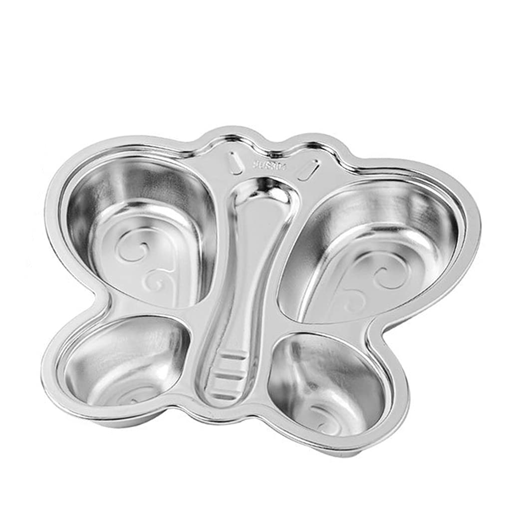 Kalttoy Stainless Steel Divided Plates Mess Food Sectioned Tray with Compartments Serving Plate Dividers for Food Control Stainless Steel Plate