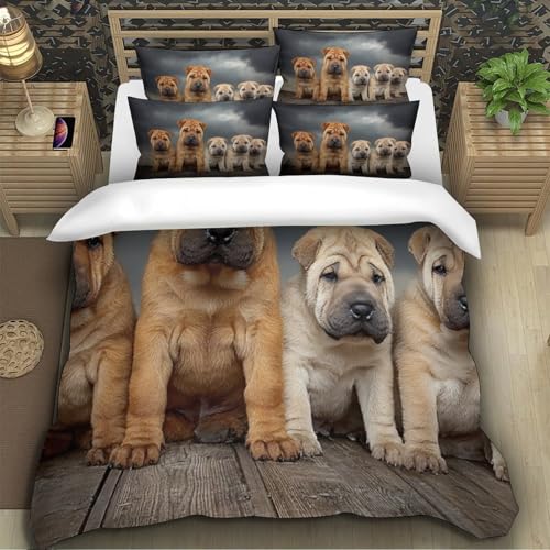 Housse de couette imprimée chien 3D idée cadeau ado microfibre douce - 4