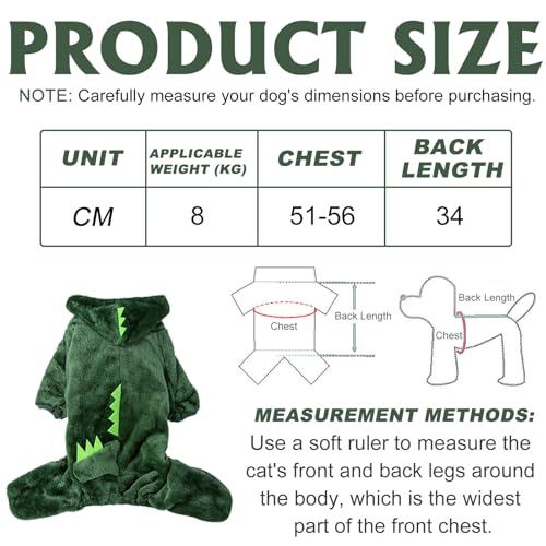 KASESSS Vetement Chien, Dinosaure Vetement pour Chien, Coquet Pyjama Chien, Habit Chiens Confortables et Douces, Combinaison Chiens Facile à Mettre pour Chihuahua (XL) – Image 3