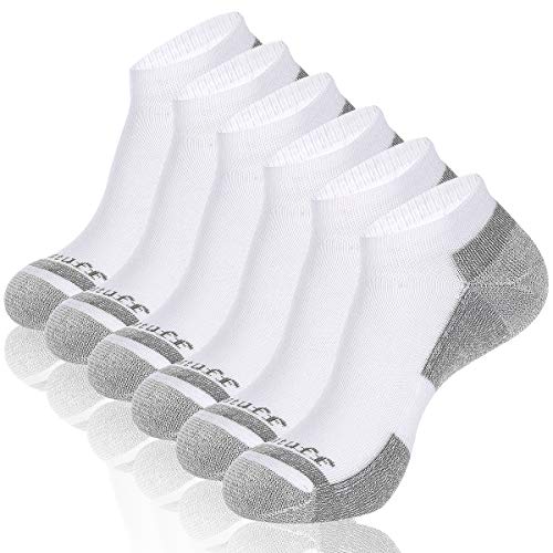 Heatuff Mens 6 Pack Low Cut Athletic Performance Moisture Wicking Cushion Ankle Socks
