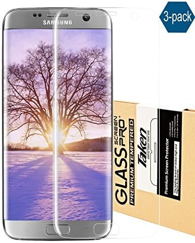 Taken Galaxy S7 Edge Screen Protector [3-Pack] - HD Ultra Clear Film - Anti-Bubble Edge to Edge Screen Protector for Samsung Galaxy S7 Edge