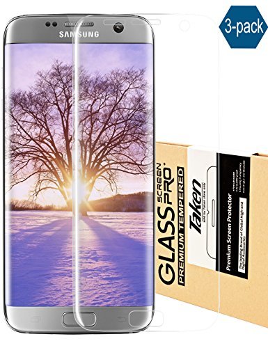 Taken Galaxy S7 Edge Screen Protector [3-Pack] - HD Ultra Clear Film - Anti-Bubble Edge to Edge Screen Protector for Samsung Galaxy S7 Edge