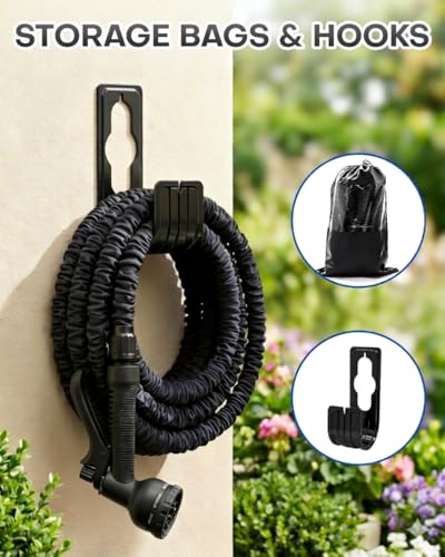 Flexibler Gartenschlauch 30m, Zauberschlauch von 10m auf 30m erweiterbar, inkl. 3/4&1/2 zoll Verbinder 8-Funktionen Sprühpistole, knickfest & leicht, Garden Hose für Gartenbewässerung & Reinigung