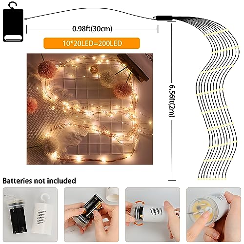 SIMSPEAR Luce di Stringa LED a Batteria, 2M 200