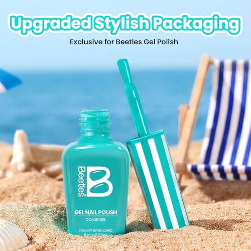 Image of Beetles Teal Gel Polish - Beetles Summer Voyage Ocean Shade Summer Nails Art, Neon Teal Gel Nail Polish, Same Color Bottle, Soak Off UV Lamp Neon Nails Art, Long-Lasting Manicure Salon DIY for Holiday