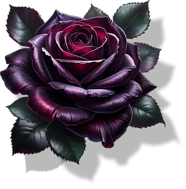 x4 Dark Purple Rose Flower Vinyl Stickers Cover Marks Non Transparent Waterproof Floral Art Decals 1@ 20cm Tall Ideal for Toilets or car. 3@ 7cm Tall Ideal for Phone case & Cups (Rose Dark Purple)