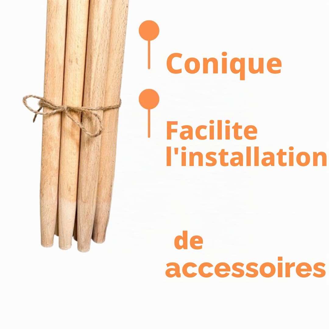 Lot de 10 manches de rechange en bois de hêtre, 170 cm, manche en bois de hêtre, manche Ø 27 mm, manches en bois pour outils de jardin, hachoirs de jardin