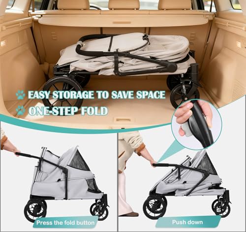 Image of Pet Stroller with Ramp for Large Dog up to 132lbs Portable&Foldable