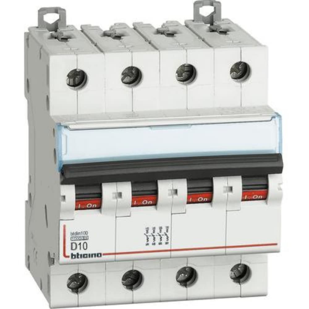 BTDIN100 - INTERRUTTORE MAGNETOTERMICO 4P CURVA D 10A 10KA - BTICINO LEGRAND FH84D10