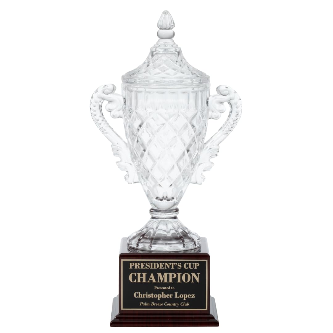 Same Day Awards Rosewood Crystal Trophy Cup - Custom Engraved Award for Corporate Professional Achievements Retirement Championships Leadership Honors