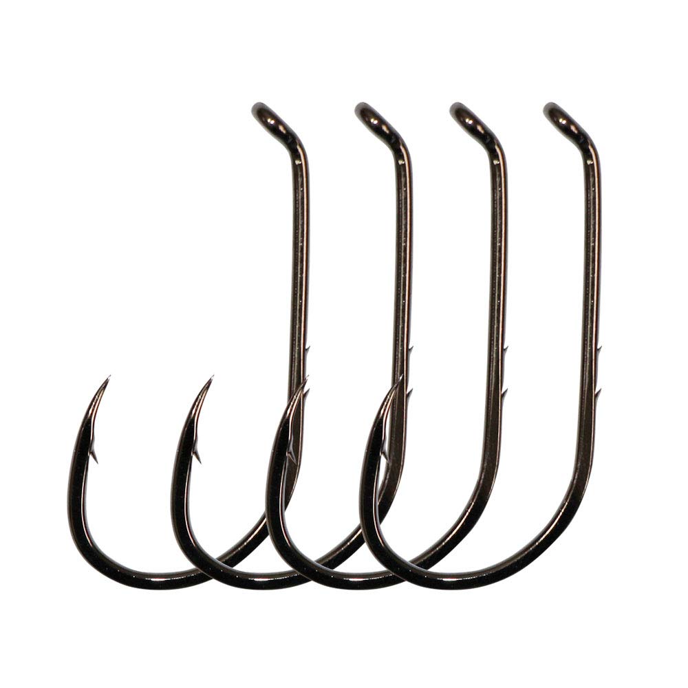 Laxygo50-100pcs Bait Holder Hooks 2 Barbs Fishing Hooks High Carbon Steel Octopus Barded Jig Hooks