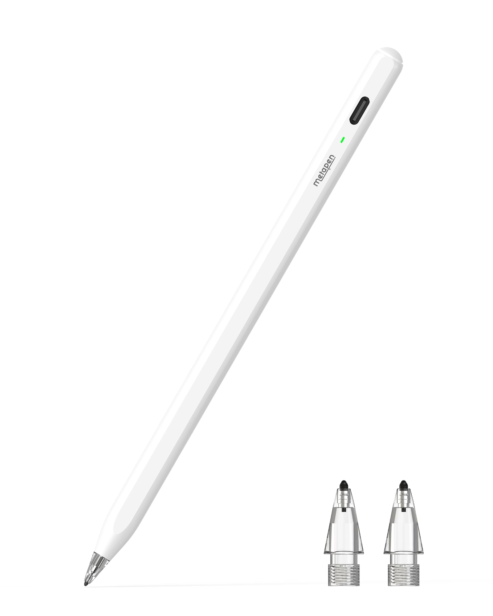 Metapen Air8 Pro Penna per Apple iPad 2018-2025 Compatibile con iPad 11 A16/10/9/8/7/6,Air 5/4/3/M2/M3,Pro M5, Mini 5/6,Pencil per iPad con 20h di Batteria,Punta Air-Flex Morbida,Silenziosa,Precisa