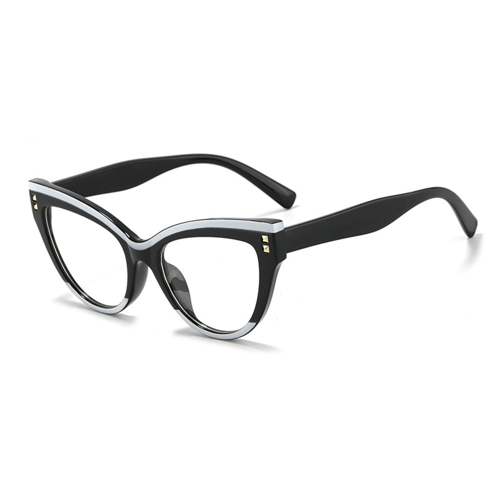 KLJUddGY Full Rim Eyewear Frames Cateye Reading Glasses Spectacles for Computer Blue Light Glasses Non Prescription Eyeglasses Large(Nero)