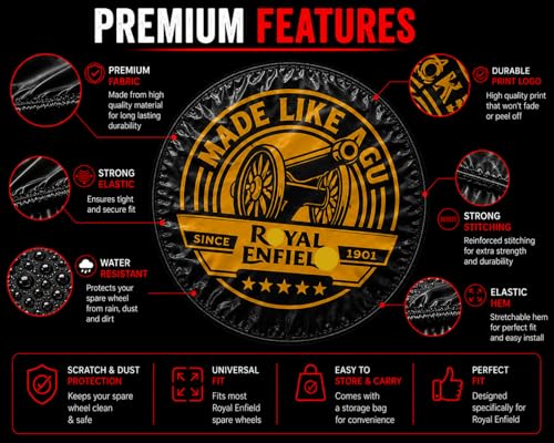 Image of Petrol Tank Cover for Bullet, Classic 350 /500, Electra and Standard, Black, Stretchable Fabric, Since 1901 Logo