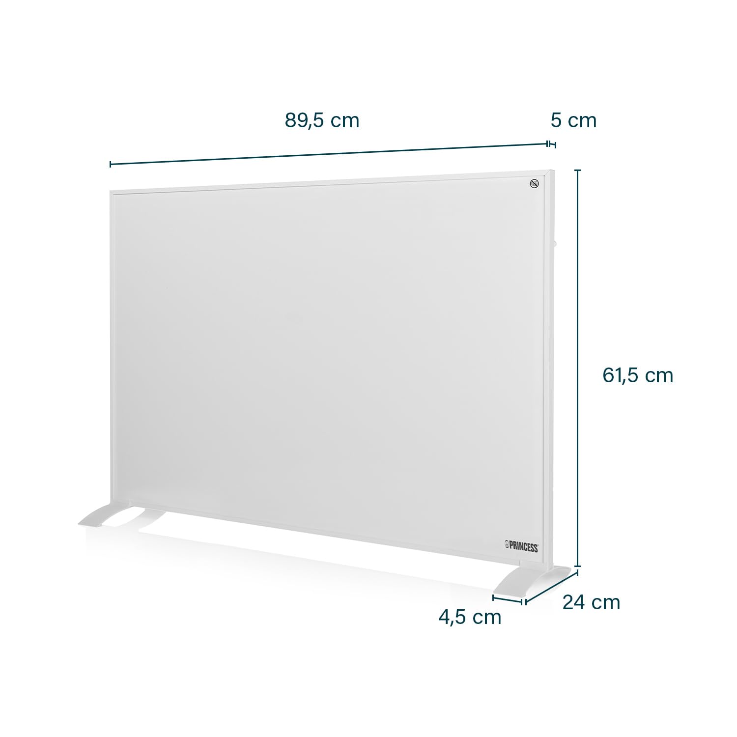 Princess 348054 Panel Calefactor por infrarrojos Smart, App gratuita, Programable con termostato integrado, Placa de cristal de carbono, 540 W