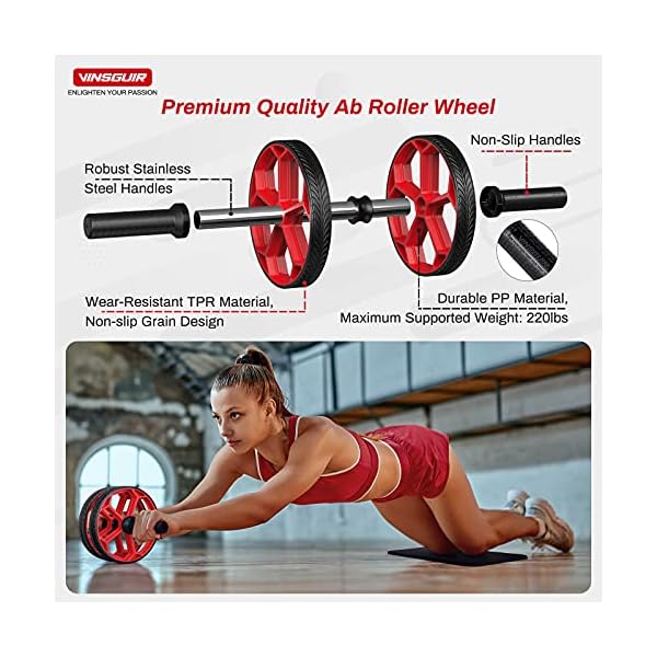 Ab-Roller-Wheel-4-in-1-Kit-Set-Abs-Workout-Equipment-for-Abdominal-Core-Strength-Training-Exercise-Wheels-for-Home-Gym-Fitness-Ab-Machine-with-Jump-Rope-Push-up-Bars-Knee-Pad-Accessories Vinsguir Ab Roller, 4-in-1 Ab Roller Kit with Knee Pad