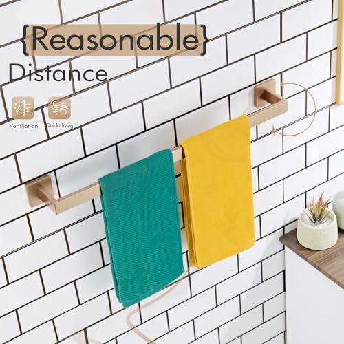 Image of KOKOSIRI 24-Inch Towel Rack for Bathroom Kitchen Towel Bars Wall Mount SUS304 Stainless Steel Towels Holder, Champagne Bronze B4003CPG-L24