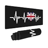 Large Mouse Pad, Heartbeat I Love United Kingdom Heart Flag Gaming Mouse Pad Desk Pad, Extended Non-Slip Rubber Base Mice Pad, for Gamer, Office & Home, 31.5 X 11.8 Inch
