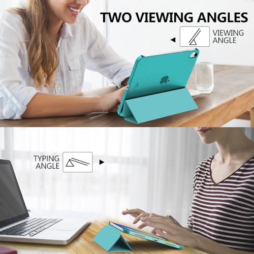 Image of MoKo for iPad (A16) 11th Generation Case 11 Inch 2025, iPad 10th Generation Case 10.9 Inch 2022, Slim Stand Hard PC Translucent Back Shell Smart Cover, Support Touch ID, Auto Wake /Sleep, Pagoda Blue