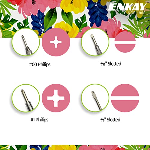 Image of ENKAY - 6 in 1 Floral Hammer and Screwdriver, Multifunction Claw Hammer Tool with Flower Print (Pattern 1)