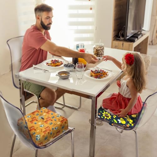 Image of Toddler Booster Seat for Dining Table, Portable Booster Seat for Kitchen Chair, 4 Inch High-Density Foam Cushion with Adjustable Safety Straps and Non-Slip Bottom, Perfect for Kids Travel and Daily