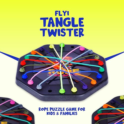 Image of FLYI Rope Untangling Puzzle Game for Kids & Adults - Brain Teaser Tangle Twister Board Game | Untie the Knots for Return Gifts, Family Game Night & Travel (Octagon Board, 16 Ropes, 4 Players)