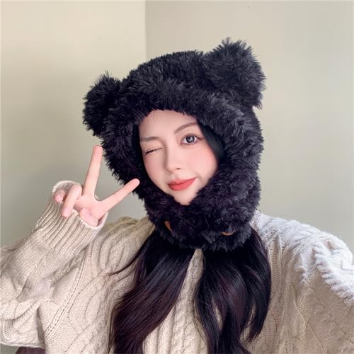 Oversized Bear Hat Camping Photo Props New Year Thick Winter Hat Adults Kids Furry Bear Ears Y2K Photo Props4