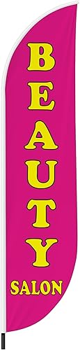 DreamController - Bandera de 3 plumas para salón de belleza (11.5 pies x 2.5 pies)  Bandera alta de publicidad de negocios al aire libre  Bandera de