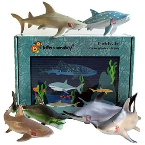 Lello & Monkey Shark Sea Creature Toy Animal Figures Boxed set of 6 Cover