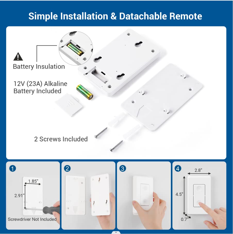 DEWENWILS Wireless Remote Wall Switch and Outlet, Plug in Remote Control Outlet Light Switch, No Wiring, Expandable, 100ft RF Range, ETL Listed (2 Switches and 1 Receiver)