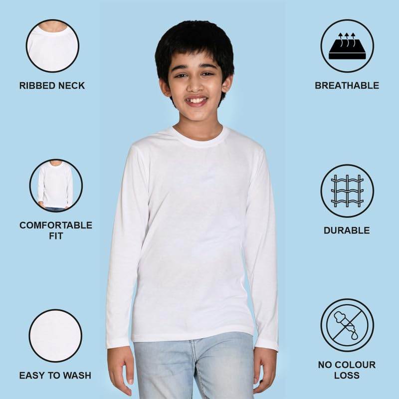 Image of Nusyl Boys Solid Cotton Blend Tshirts - Soft & Comfortable Full-Sleeves T-Shirts | Casual Wear for Kids & Teen Boys | Full Sleeves T-Shirts |- NUBCTSF001-PO2-1