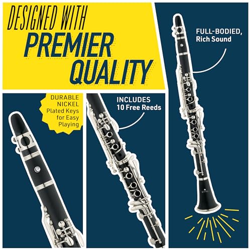 Image of Mendini by Cecilio Ebonite Bb Clarinet Kit with 2 Barrels - Black