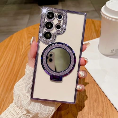 Coque Miroir pour Samsung S24 Plus avec Support Intégré Violet