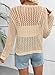 EVALESS Womens Spring Fashion 2026 Scoop Neck Long Sleeve Crochet Tops Off Shoulder Pullover Sweaters Dressy Casual Work Shirts Bathing Suit Cover Up Womens Clothing Vacation Outfits,Beige Medium