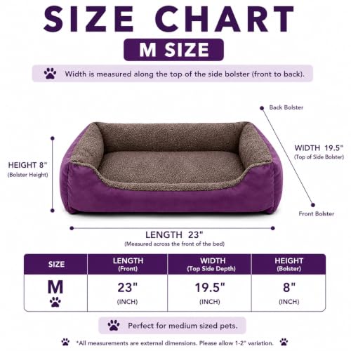 Image of SITSNOOZE Dog Beds Dogs & Cats, Rectangle Washable Pet Bed Comfortable and Breathable Pet Sofa Warming Orthopedic and Non-Skid Bottom (Reversible) (Brown & Purple, M)