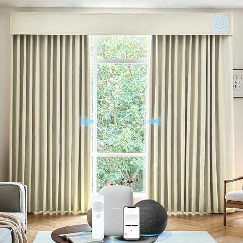 Kerxwerd Smart Curtains Compatible with Alexa Google Home Motorized Blackout ...