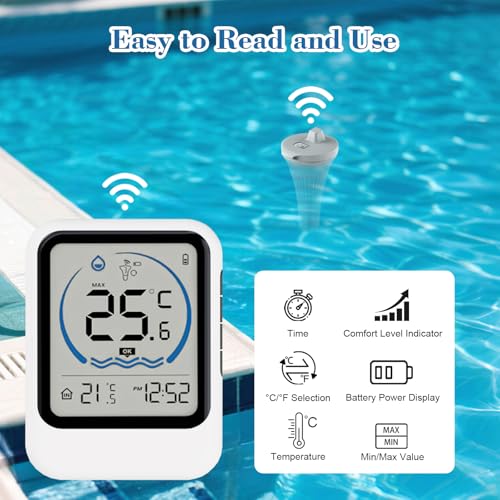 Miniatura 4 de Termómetro Inalámbrico Para Piscina, Termómetro Digital Flotante Inalámbrico Resistente Al Agua Ip68, Interiores Y Exteriores Termómetro Para Piscinas, Acuarios, Bañeras, Estanques