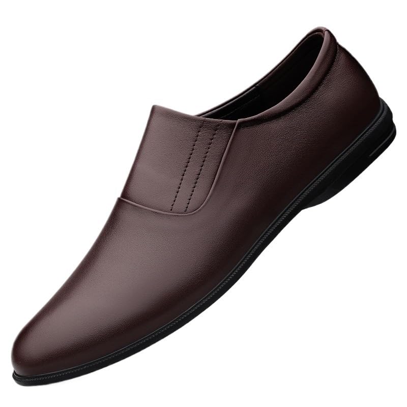 Slip-On Men's Leather Dress Oxford Shoes Business Party Formal Shoes Comfortable Anti-Slip Pointed Toe Causal Shoes