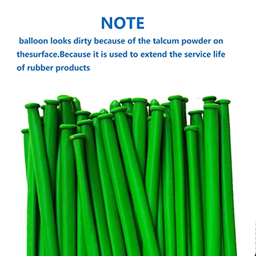 Image of Green 260Q Balloons , Long Balloons , Skinny Twisting Balloon 100 Pcs, Premium Magic Clown Ballon for Balloon Animal, Garland, Baby Birthdays, Festival Decoration