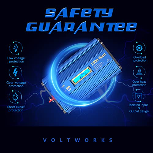 1500W Pure Sine Wave Power Inverter Dc 12V To Ac 110V-120V With Remote Control Lcd Display And 2X2.4A Dual Usb Ports 3 Ac Outlets For Home Rv Truck By Voltworks #TOP4