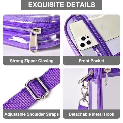 Image of Fibrdoo Clear Crossbody Purse Bag, Clear Bag Stadium Approved with Front Pocket for Concerts Sports Festivals