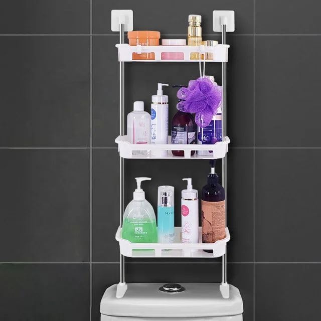 Ameedarshan 3 Tier Plastic Wall Mounted Bathroom Shelf, 14D x 29W x 81H cm, with Adhesive Stickers & Hooks for Toilet, Bathroom, Kitchen, Office (B0D99YW7HK) Amazon Price History, Amazon Price Tracker