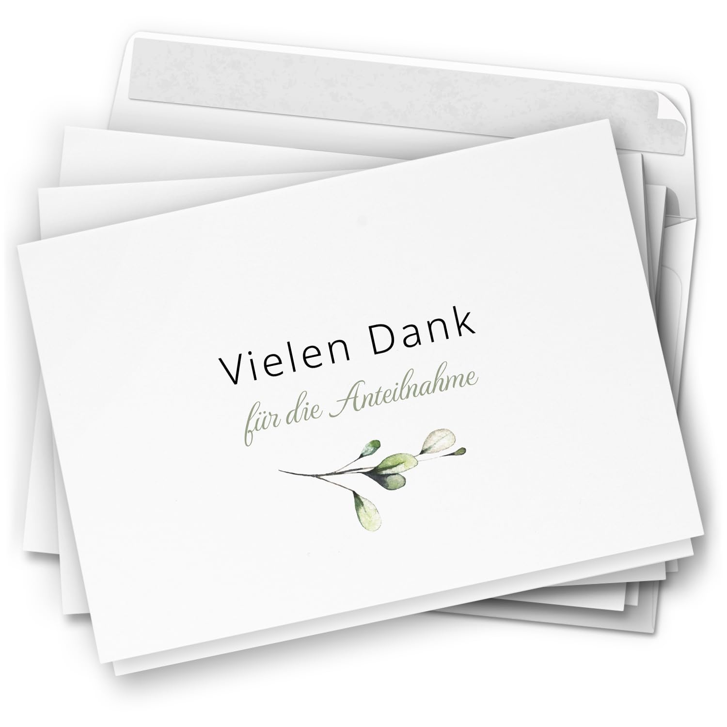 Danksagungskarten Trauer - 50 Danke Klappkarten mit Umschlägen
