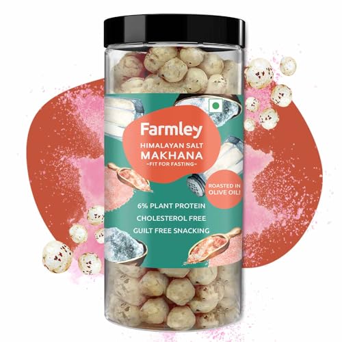 Image of Farmley Roasted and Flavoured Himalayan Salted Makhana I Namkeen & Puffed Snacks | Healthy Snack | Cholesterol & Gluten Free | Rich In Protein & Fiber | Roasted In Olive Oil - 77g Each (Pack of 6)