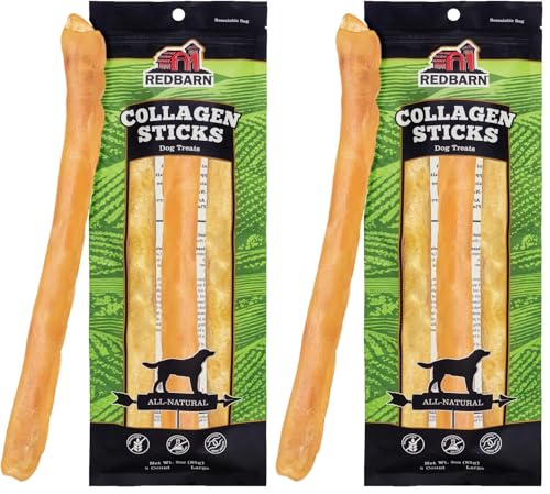 Redbarn Pet Products All-Natural Large 12" Beef Collagen Sticks for Dogs - Long Lasting Low-Odor Alternative to Traditional Rawhide & Bully Sticks - Supports Healthy Joints, Skin, & Coat (Pack of 2)