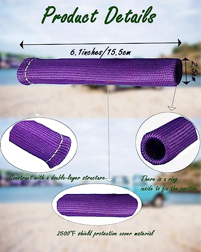 Image of Spark Plug Wire Heat Shield Boots Protector - 8 Pack High Temp 2500 Degree Automotive Thermal Sleeve for LS1 LS2 SBC BBC Engine Motor, Universal 6 Inch Spark Plug Heat Sock, Purple